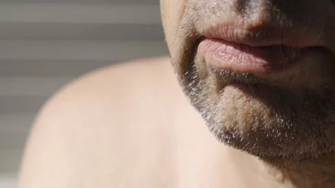 Gray stubble on a man's chin. Stock Footage 160140173