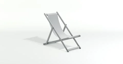 Gray Summer Deck Chair on a White Studio Background. Monochrome. 3D render. Stock Illustration