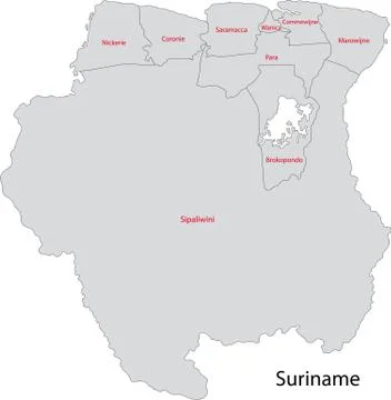 Gray suriname map Stock Illustration