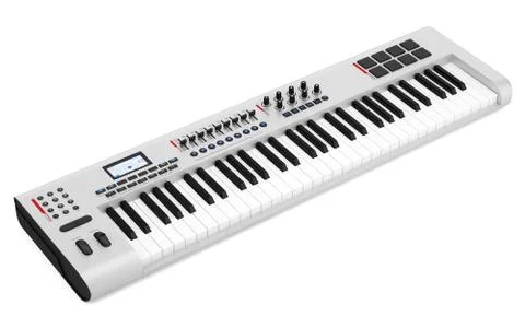Gray synthesizer isolated on white background Stock Illustration