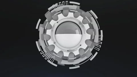 Gray Tech Gears 3d industry animation Stock Footage 242076253