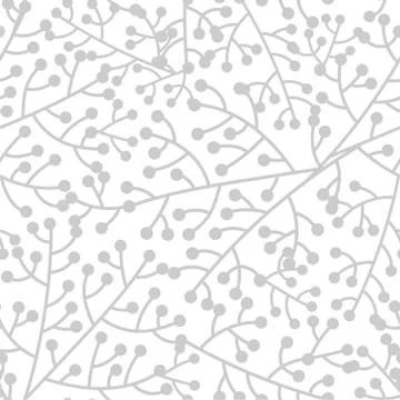Gray tender plants, branches and leaves, seamless pattern, fabric design, vector Stock Illustration