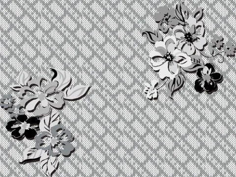 Gray textural background, gray and black abstract flowers Stock Illustration