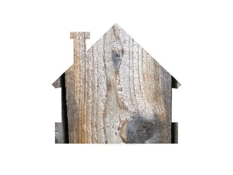 Gray texture of presentation. Shot through the cut-out silhouette of the hous Stock Photos