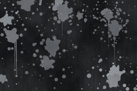 Gray textured background with various sizes of splatter and dripping paint .. Иллюстрация