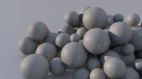 Gray textured balls. Gray background, close-up. 3d render. Stock Illustration