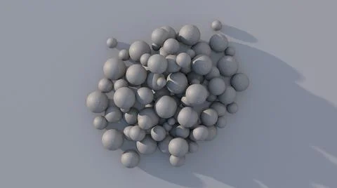 Gray textured bubbles. Gray background, hard light. 3d render. Stock Illustration