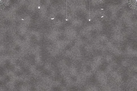 Gray textured Halloween background with hanging spiders bats and cobwebs fo.. Stock Illustration