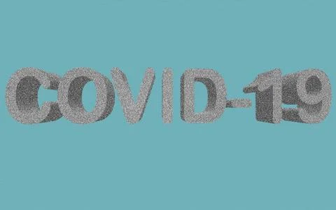 Gray textured text reading COVID-19 on light blue background Stock Illustration