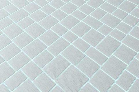Gray tile cubes floor with cyan gap, 3d rendering. Illustrazione stock