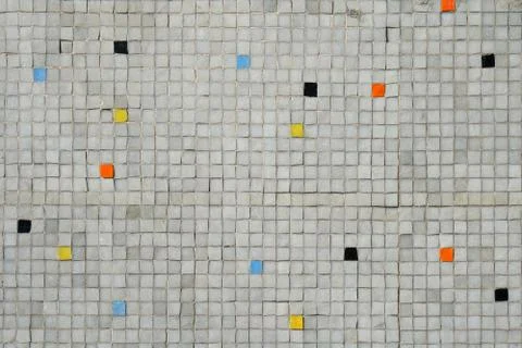 Gray tiled mosaic wall with random color pattern background Stock Photos