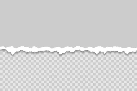 Gray torn paper edge template. Ripped horizontal strips with shadows. Border Stock Illustration