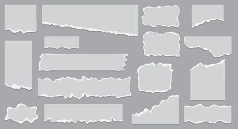 Gray Torn Paper Elements Set for Design Stock Illustration