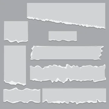 Gray Torn Paper Elements Set for Design Stock Illustration