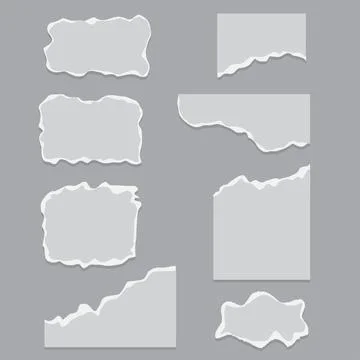 Gray Torn Paper Elements Set for Design Stock Illustration