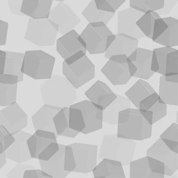 Gray Transparent Cubes Seamless Pattern, 3D Illustration Stock-Illustration