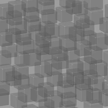 Gray Transparent Cubes Seamless Pattern, 3D Illustration Stock-Illustration