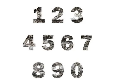 Gray tree bark texture. Shot through the cut-out silhouette of the numbers. Stock Illustration