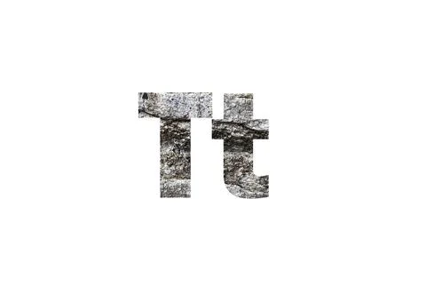 Gray tree bark texture. Shot through the cut-out silhouette of the letter T Stock-Illustration