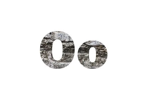 Gray tree bark texture. Shot through the cut-out silhouette of the letter O Stock Illustration