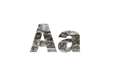 Gray tree bark texture. Shot through the cut-out silhouette of the letter A Stock Illustration