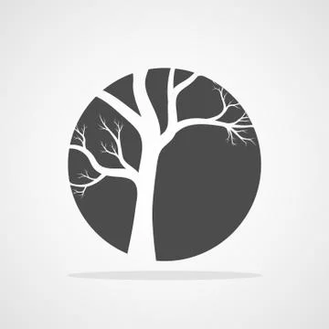 Gray tree round icon. Vector illustration Stock Illustration