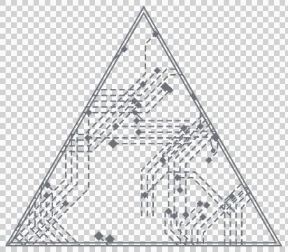 Gray triangle circuit pattern isolated PNG with transparent background Stock Photos