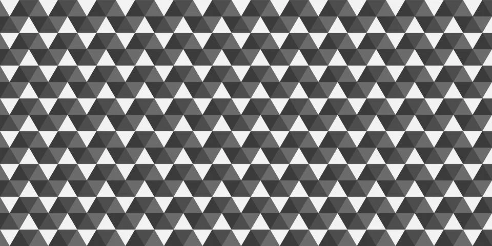 Gray triangles, geometric pattern background. Dark black horizontal backdrop. Stock Illustration