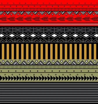 Gray triangular ethnic pattern and red basic white line Stockillustratie