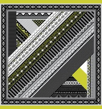 Gray triangular ethnic pattern and gray baseline Stockillustratie