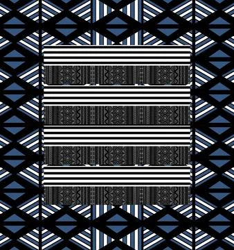 Gray triangular ethnic pattern and gray basic white line Stockillustratie