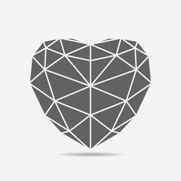 Gray triangular heart icon. Vector illustration. Stock Illustration