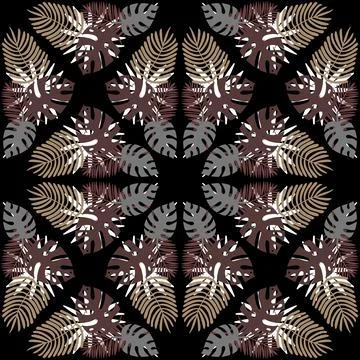 Gray tropical leaf seamless pattern with monstera palm leaf for design Stock Illustration