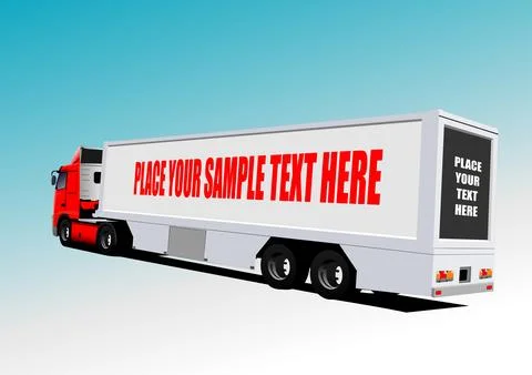 Gray  truck on the road. Vector 3d hand drawn illustration Stock Illustration