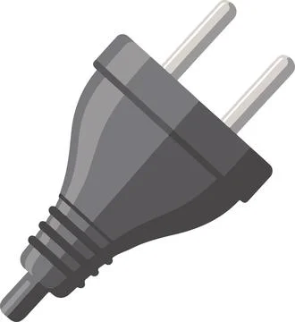 Gray two-prong power plug, sleek tech icon vector illustration Stock Illustration