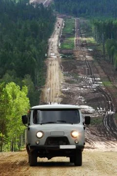 Gray UAZ van Stock Photos