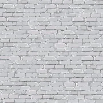 Gray uneven brick wall background painted in white paint Stock Illustration