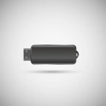 Gray USB flash drive on a white background Stock Illustration