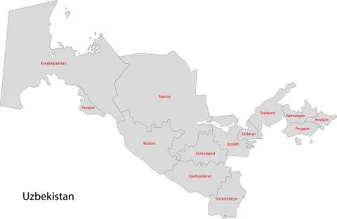 Gray Uzbekistan map Stock Illustration