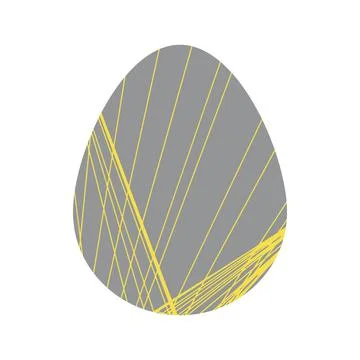 Gray Vector Easter egg with abstract yellow line pattern isolated on a white Stock Illustration