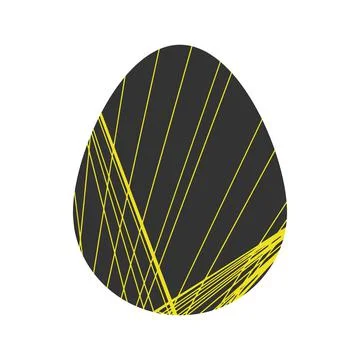 Gray Vector Easter egg with abstract yellow line pattern isolated on a white Stock Illustration