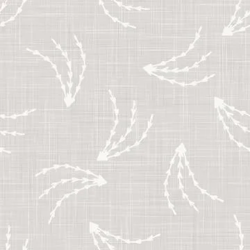 Gray vector french linen texture background. Printed with white seed flower. Stock Illustration