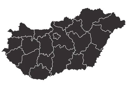 A gray vector map of Hungary. Stock Illustration