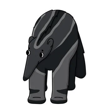 Gray Vector outline cute cartoon isolated interested ant-eater or anteater wi Illustrazione stock