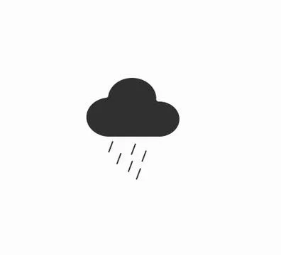 Gray Vector weather forecast icon - cloud and rain. Rainy weather. Stock Illustration