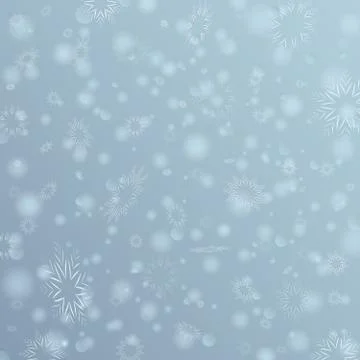 Gray Vector Winter background with flay snowflakes Stock Illustration