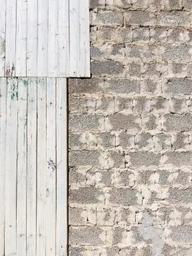 Gray vertical wall of boards and blocks Stock Photos