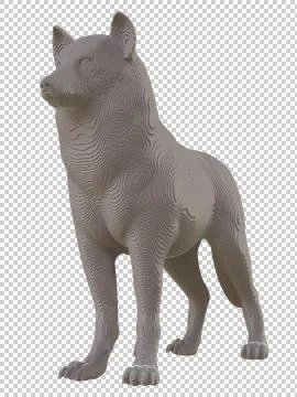 Gray voxel wolf on a transparent background. Stock Illustration