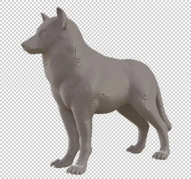 Gray voxel wolf on a transparent background. Stock Illustration