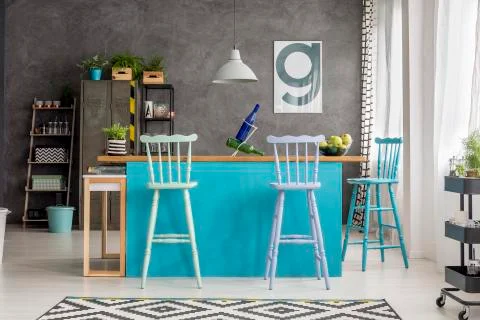 Gray wall in apartment interior Stock-Fotos